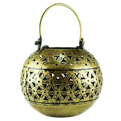 Antigua linterna marroquí de latón pintada a mano, decoración del hogar, candelabro Foto 1 de 4