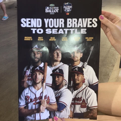 Atlanta Braves Baseball 2023 Poster Mini Seattle June 28 All Stars Game 12x18” Cover