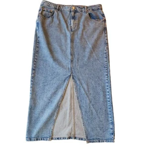 Asos Design Women's Long Maxi Denim Skirt With Split Hem Size US 16 Light Wash - Picture 1 of 6