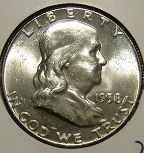 1958 BU Franklin Half Dollar BU Beautiful MS Coin - Picture 1 of 2
