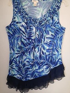 Madison & Berkeley Womens Large Sleeveless Blouse Sheer Layered bottom Tank Top - Picture 1 of 13