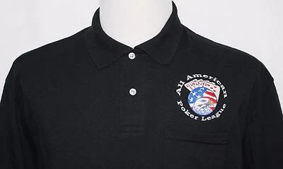 ALL AMERICAN POKER LEAGUE Polo Bordado Negro XL Hold Em Mezcla de Algodón Foto 1 de 4
