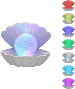 Beach Themed RGB 8 Colors Changing Mood Shell Pearl Lamps, Bedside LED Clamshell - Picture 1 of 4