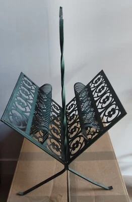 Porte-revues décoratif vintage – métal ajouré vert - Photo 1/4