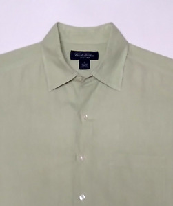 BROOKS BROTHERS 100% Irish Linen Casual Shirt (M) Long Sleeves Button-Down Green