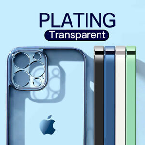 For iPhone 14 15 Pro Max 13 12 11 XS 87+ Clear Plating Shockproof TPU Case Cover