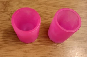 (2) Purple-red GITD Shot Glasses Each hold 1/2 oz handmade with food grade resin - Picture 1 of 3