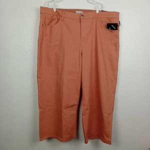 Ava & Viv Pants Plus 26W Wide Leg Cropped Coral High Rise Comfort Waistband NWT - Picture 1 of 9