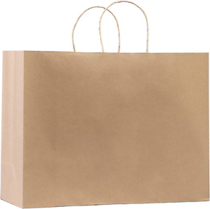 GSSUSA 16X6X12 Brown Large Paper Bags with Handles, Gift Bags, Bags for Small Bu