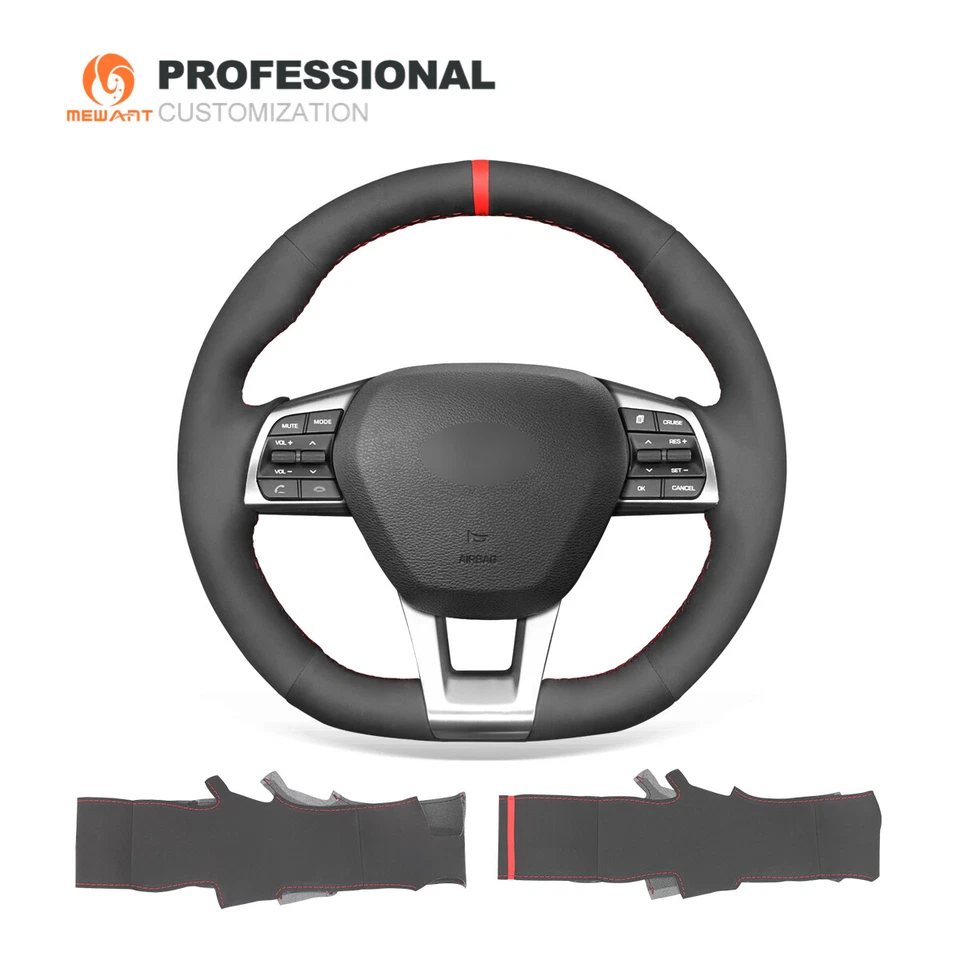 Synthetic Suede Car Steering Wheel Cover for Hyundai Sonata (D Shape) 2017-2018 - Image 1 of 4