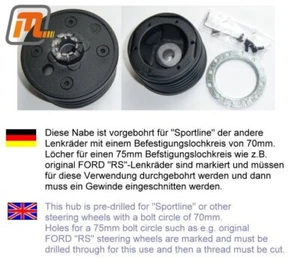 FORD Taunus MK2 y MK3 Buje Volante para Volante RS Universal - Imagen 1 de 1