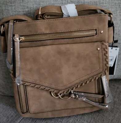 VR NYC O-Ring Puller Flap Over Messenger Shoulder Bag Natural color - Image 1 of 4