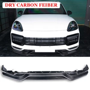 DRY Carbon Fiber Front Bumper Lip Spoiler For Porsche Cayenne 9Y0.1 KTK 18-23 - Picture 1 of 6