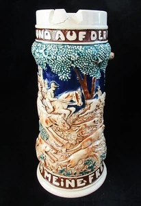 04a Vintage Deutscher Bierkrug #21 Beschädigt - Verkauft "Wie Ist" - Bild 1 von 7