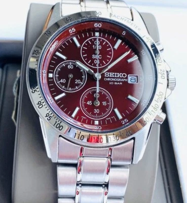 Seiko Spirit Red Dial Chronograph Stainless Steel Men's Watch SBTQ045 - Image 1 of 4