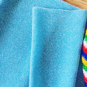 BLUE LUREX Fabric Stretch Jersey Material Lightweight Metallic Glitter 59'' wide - Picture 1 of 1