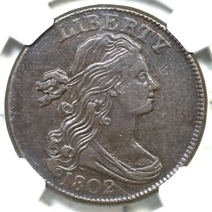 1802 S-228 R-2 NGC AU Details 1/000 Draped Bust Large Cent Coin 1c - Picture 1 of 4