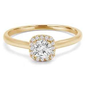 0.31 CT Round VS1 F Diamond Halo Engagement Ring 14K Yellow Gold - Picture 1 of 7