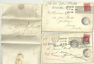 1829 E/L 1d RATE ASHBY DE LA ZOUCH MILEAGE & 2 x 1906 BIRMINGHAM TO ASHBY LEICS - Picture 1 of 2