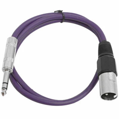 SEISMIC AUDIO Purple 1/4" TRS - XLR Male 2' Patch Cable - Image 1 of 3
