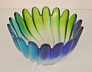 Walther Art Glas Studio Nova Solaris Swirl Petal Ombre blau türkis grün Schale - Bild 1 von 4