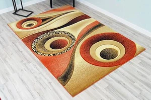 Alfombra abstracta moderna contemporánea tallada premium 1504 2'7""x4' naranja - Imagen 1 de 9