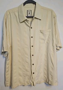Jamaica Jaxx Silk Shirt Mens 2XL Yellow Button Down Short Sleeve Collared - Picture 1 of 5