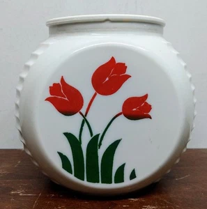 FIRE KING VITROCK DISEÑO TULIPÁN FRASCO DE GRASA SIN TAPA VASO DE LECHE VINTAGE - Imagen 1 de 11