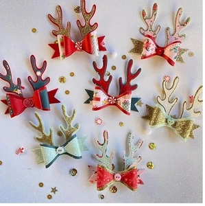 Reindeer Bows Christmas Metal Cutting Dies Thin Antlers Measure .75" x 1.5" - Picture 1 of 2