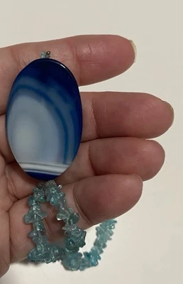 Collar Larimar/Aqua Calcedonia?  Hermoso Ocean Blue 23” con colgante-MoanaCore Foto 1 de 4