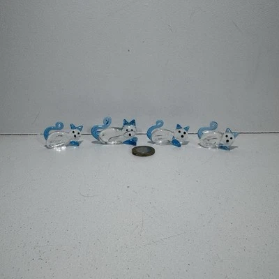 Bundle X 4 Of Glass Cats Similar To Murano Glass Very Good Condition - Image 1 of 4
