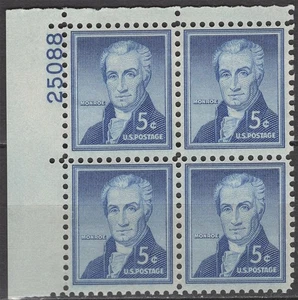 SC# 1038 - 5¢ Liberty Series - James Monroe - Mint Never Hinged Plate Block - Picture 1 of 1