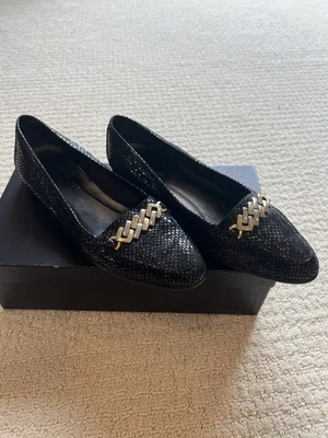 Rangoni Firenze Chain Link Slip On Flat Loafers Shoes Black Women's SIZE 7.5 - Image 1 of 4