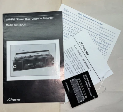 Оригинальный JCPenney AM/FM стерео двойной кассетный рекордер модель 681–3005 ручной - Изображение 1 из 4