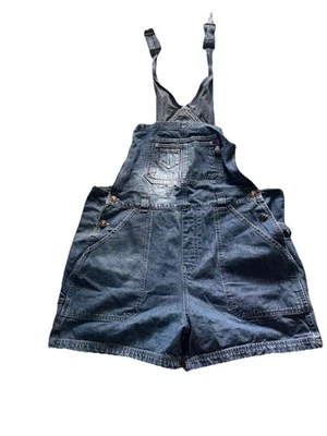 Route 66 Distressed Denim Shorty Overalls Size XL - Image 1 of 4