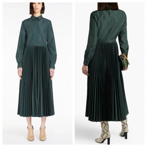 Max Mara Hemdblusenkleid Fosca Plissee Taft Größe XL - Bild 1 von 7