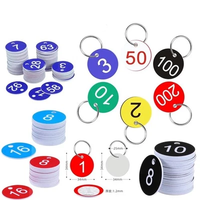 Plastic Number Tags Round Number Sign Number Plate with Metal Ring Hanging Label - Image 1 of 4