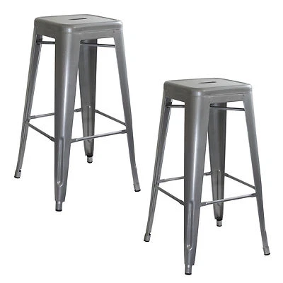 AmeriHome BS0302PK Loft Silver Metal Bar Stool - 2 Piece - Image 1 of 2