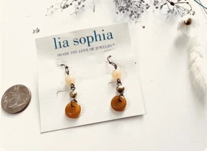 Lia Sophia Pumpkin Spice Genuine Aventurine Freshwater Pearl Hook Drop Earrings - Picture 1 of 1