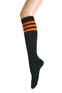 Womens & Girls  Retro Old School 80s Roller Skate Stripe Knee Cotton Socks  - Picture 1 of 18