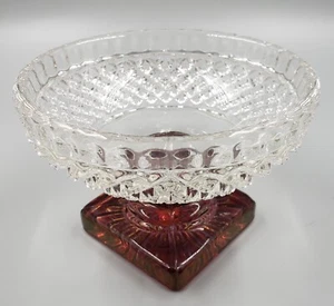 Westmoreland Ruby Red Carnival Flashed Pressed Glass Pedestal Candy Dish - Picture 1 of 4