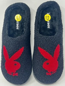 Playboy Mens Memory Foam Indoor Outdoor Black Red Slippers Slides Size XL - Picture 1 of 2