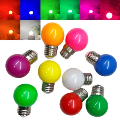 Coloured LED Light G45 Bulbs B22 E27 Screw 2W Red Blue Pink White Orange 220V - Image 1 of 4