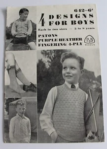 Vintage Child's Knitting Pattern 4 Designs for Boys 4-Ply 5-8 years 25-27" 642 - Picture 1 of 9