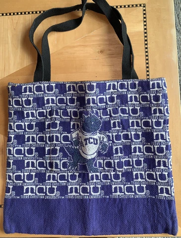 Woven TCU  Horned Frogs Tote Riddle&Cockrell Excellent Condition Free Ship Cover
