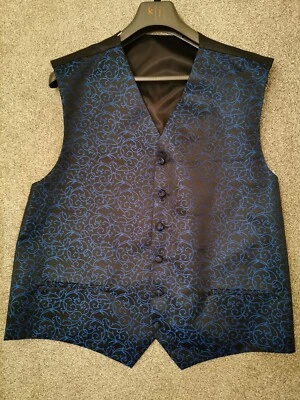 Waistcoat Mens 50" Navy Blue Black  buttoned - Image 1 of 4