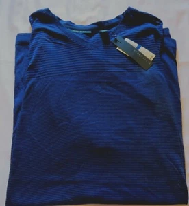 Camiseta Camiseta Perry Ellis Rayas AZUL Grande y Alto XLT Cuello en V 44HK5602PS - Imagen 1 de 3