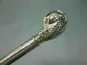Antique Silver Finished Head Handle Stainless Steel Tactical Walking Stick Cane
