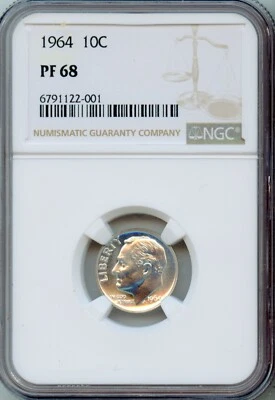 NGC - Roosevelt Dime - 10c - 1964 - PF-68 - Image 1 of 2