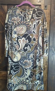 Vtg 60s 70s SEARS Fashion Sz ? Dress Long Sleeve Secretary Shift Knit Retro MCM - Picture 1 of 13